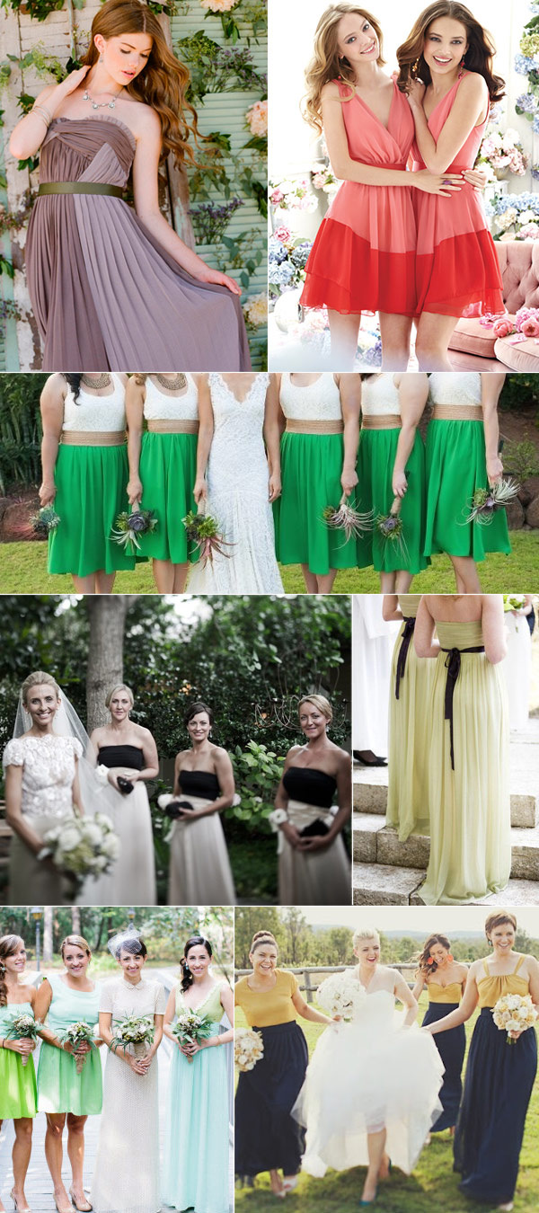 tow-tone bridesmaid dresses