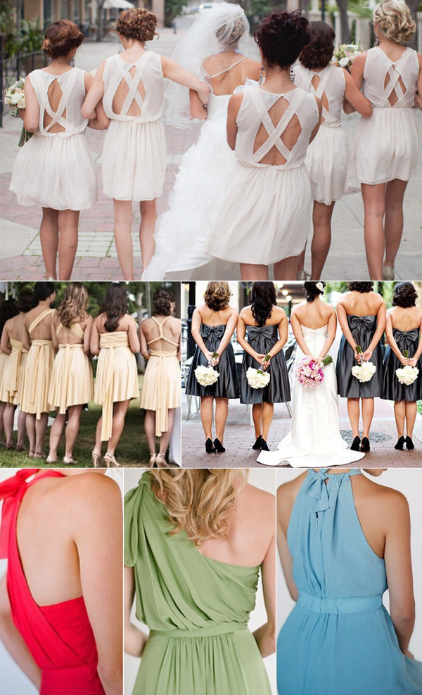 back tail bridesmaid dresses